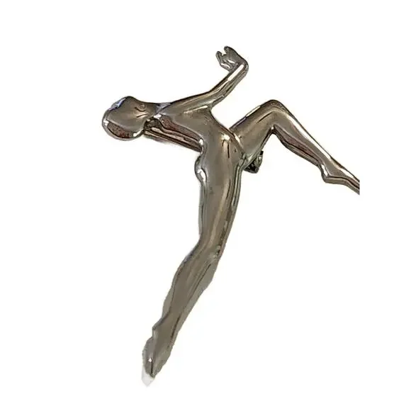 Art Deco Style Dancer Silhouette Brooch by JJ Jonette, 3" Long - Picture 7 of 10
